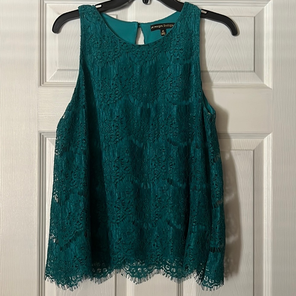 Dark Turquoise Sleeve-Less Knit Top
